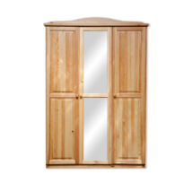 3 ajtós, fenyő tükrös szekrény 135x200x57 cm