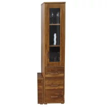 Adél fenyő 1 vitrines ajtós 3fiókos szekrény 42x188x38 cm