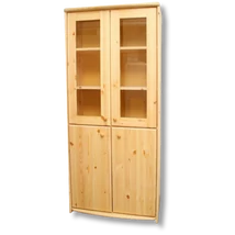 Tamás 4 ajtós vitrines borovi fenyő szekrény 80x187x45 cm