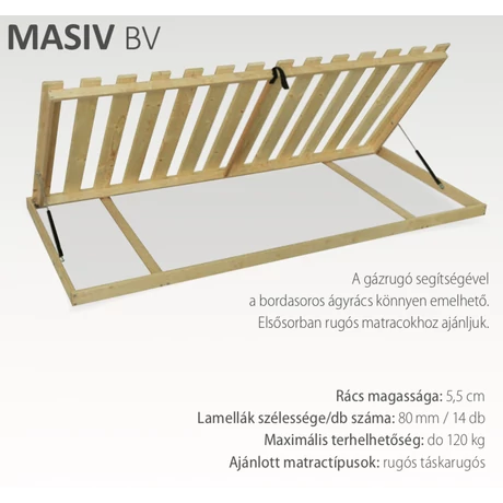 Keretes BV oldalról nyíló, fix fenyőborda 90x200