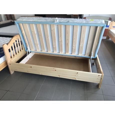 Reni fenyő ágyneműtartó ágykeret 90x200 natúr lakkozott mechanikus rugóval