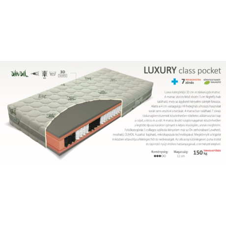 Luxury Class Pocket táskarugós matrac 90x200